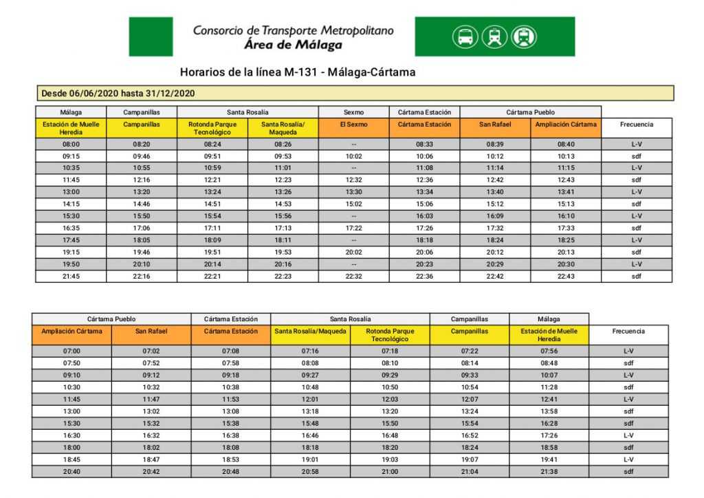 horarios-linea-m131-malaga-cartama-ampliacion-servicio-fines-semana
