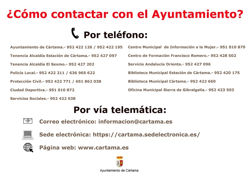 Contactos Ayuntamiento de Cártama 